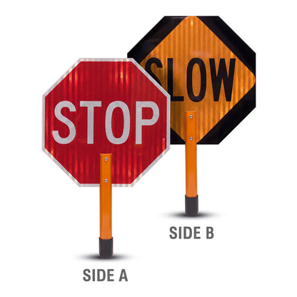 Rigid Stop/Slow Paddle Sign with Handle & Staff