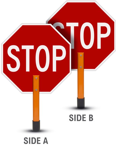 Rigid Stop/Stop Paddle Sign with Handle & Staff - Crowd Control Warehouse