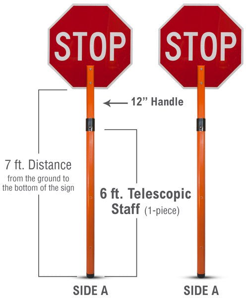 Rigid Stop/Stop Paddle Sign with Handle & Staff - Crowd Control Warehouse