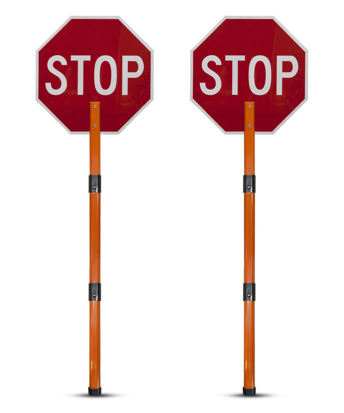 Rigid Stop/Stop Paddle Sign with Handle & Staff - Crowd Control Warehouse