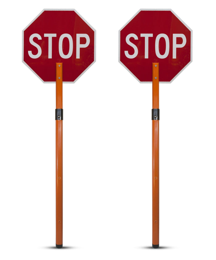 Rigid Stop/Stop Paddle Sign with Handle & Staff - Crowd Control Warehouse