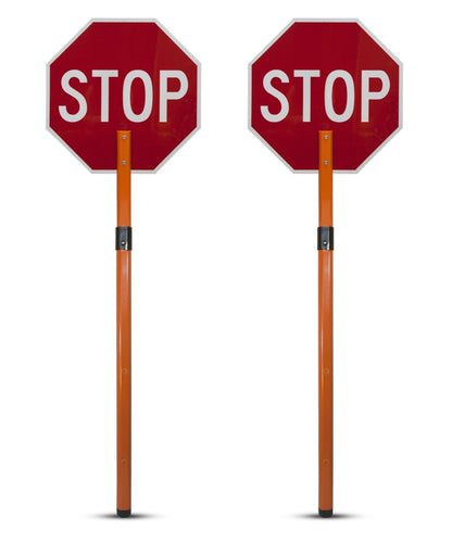Rigid Stop/Stop Paddle Sign with Handle & Staff - Crowd Control Warehouse