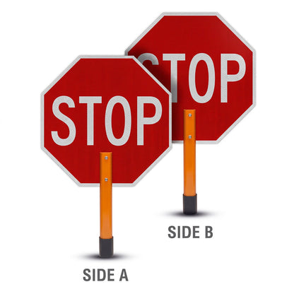 Rigid Stop/Stop Paddle Sign with Handle & Staff