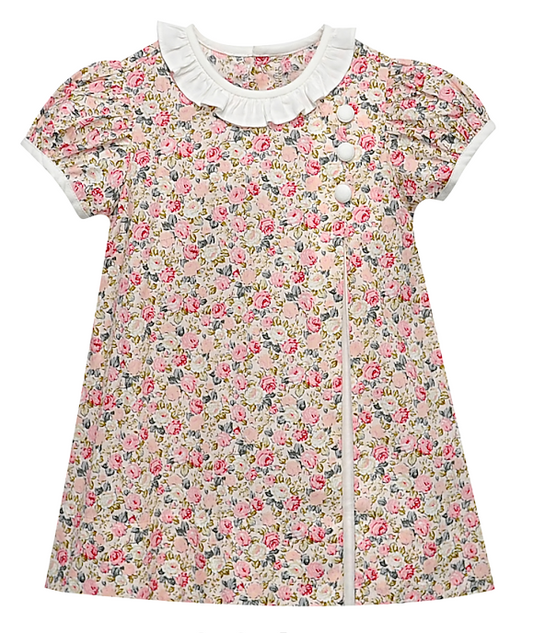 RN Pink/Grey Rose Button Detail Katherine Dress