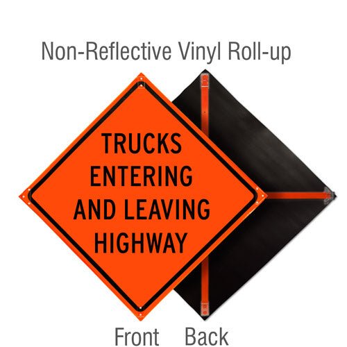 Non–Reflective Roll-Up Vinyl / Trucks Entering and Leaving Highway