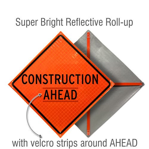 Fluorescent Super Bright™ Reflective Vinyl / Construction Ahead
