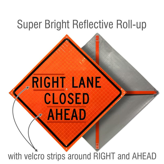 Fluorescent Super Bright™ Reflective Vinyl / Right Lane Closed Ahead