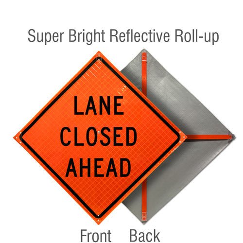 Fluorescent Super Bright™ Reflective Vinyl / Lane Closed Ahead