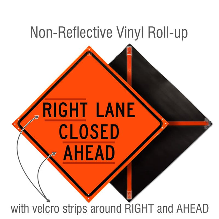Non–Reflective Roll-Up Vinyl / Right Lane Closed