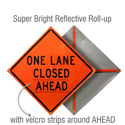 Fluorescent Super Bright™ Reflective Vinyl / One Lane Closed Ahead