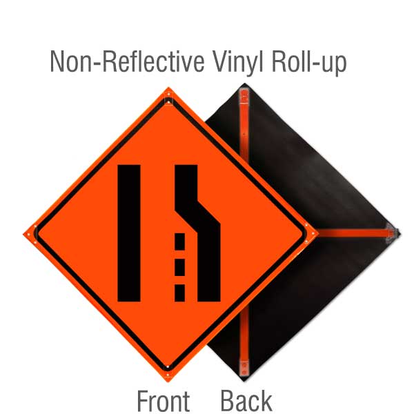 Non–Reflective Roll-Up Vinyl / Right Lane Ending Symbol