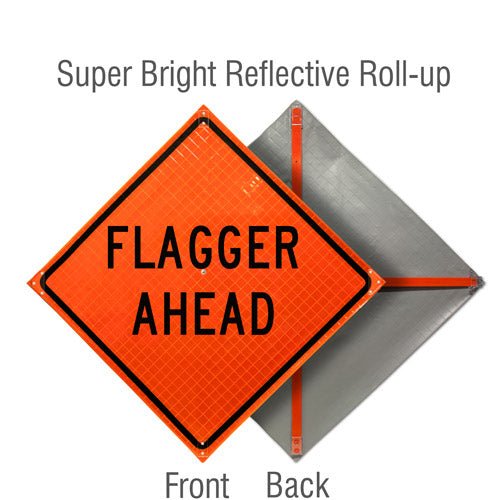Fluorescent Super Bright™ Reflective Vinyl / Flagger Ahead