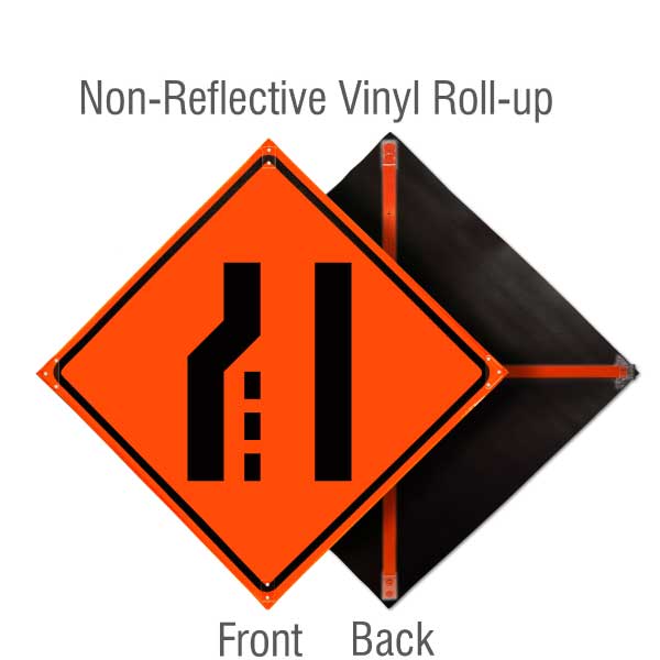 Non–Reflective Roll-Up Vinyl / Left Lane Ending Symbol