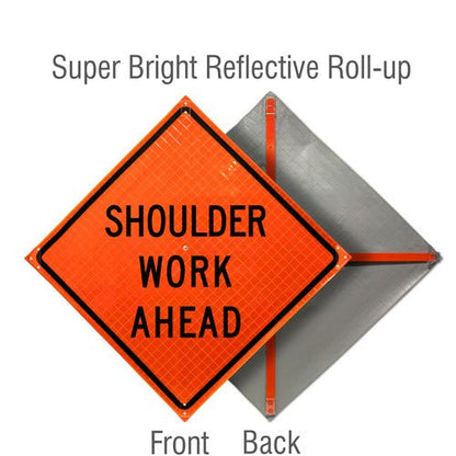 Fluorescent Super Bright™ Reflective Vinyl / Shoulder Work Ahead