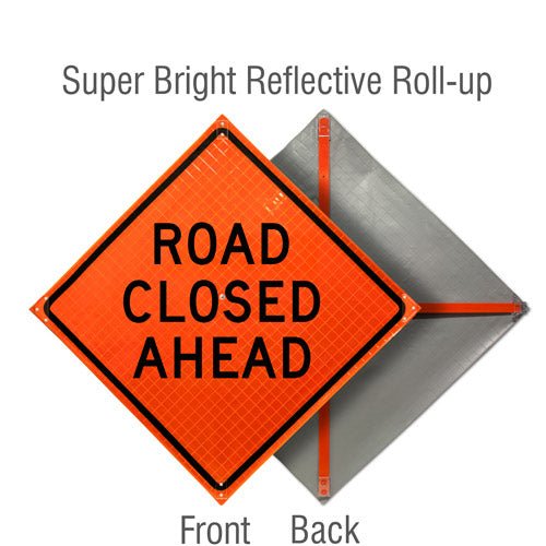 Fluorescent Super Bright™ Reflective Vinyl / Road Closed Ahead