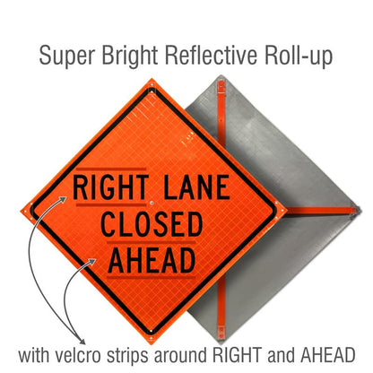 Fluorescent Super Bright™ Reflective Vinyl / Right Lane Closed Ahead
