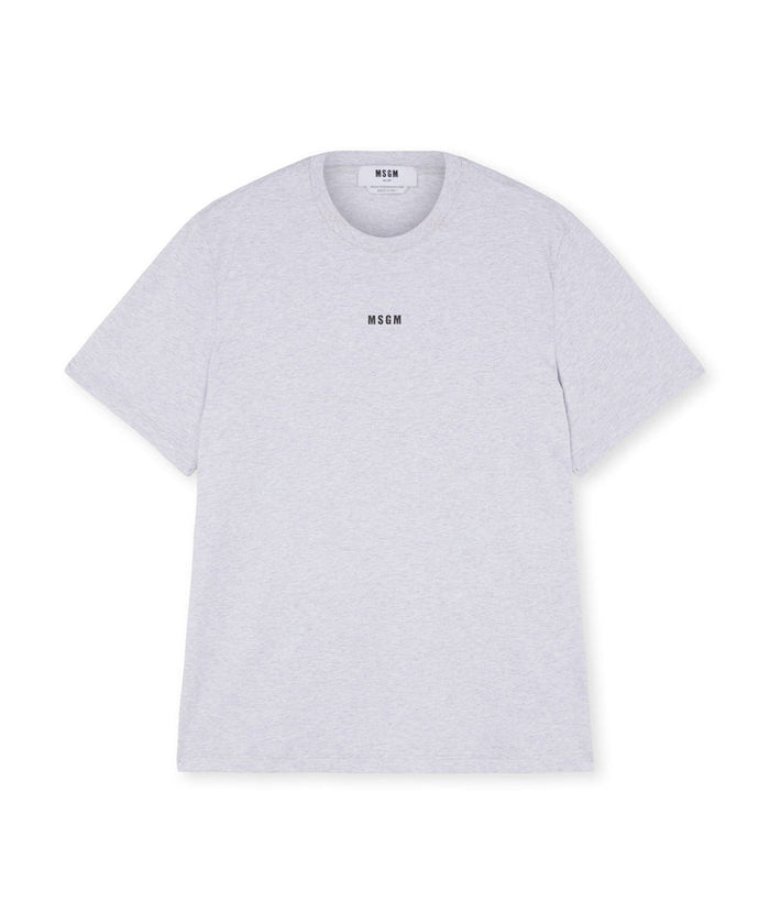 Round neck cotton T-shirt with micro logo Light Grey