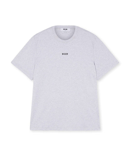 Round neck cotton T-shirt with micro logo Light Grey