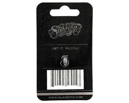 Suavecita OG Logo Silver Enamel Pin Back Packaging