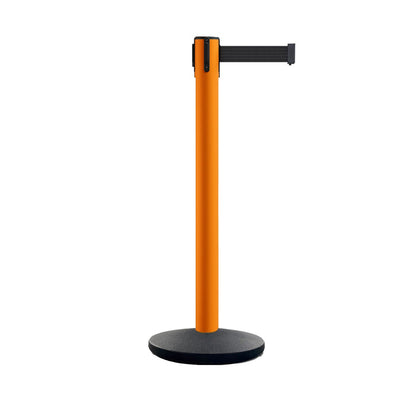 Safety Retractable Belt Barrier Stanchion, Heavy Duty Cast Iron Base, 14 ft Belt – Montour Line MSI650 - Crowd Control Warehouse