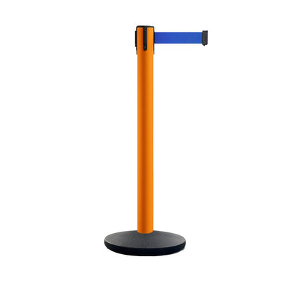 Safety Retractable Belt Barrier Stanchion, Heavy Duty Cast Iron Base, 16 ft Belt – Montour Line MSI650 - Crowd Control Warehouse