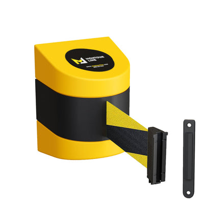 Black and Yellow Diagonal / STANDARD FIXED MOUNT / STANDARD BELT END WITH WALL RECEIVER