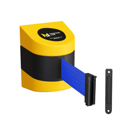 Safety Wall Mount Belt Barrier, Fixed or Magnetic, 15 Ft. Belt - Montour Line WMX 140 - Crowd Control Warehouse