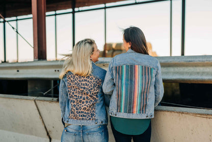 Sarah Clara Leopard Denim Jacket