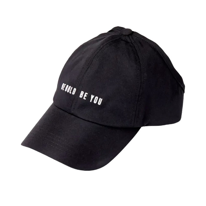 Satin Lined Backless Baseball Cap [Black Embossed] #FH53