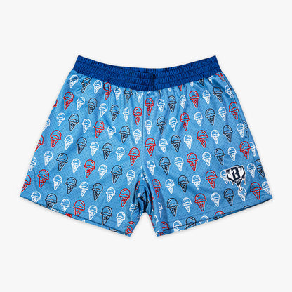 Red, white & blue Scoops Ice Cream Light Blue youth shorts — front view