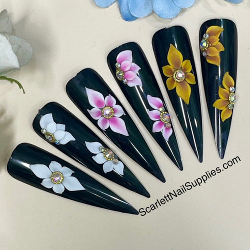 Set 3pcs Handmade 3D Acrylic Nail Flowers