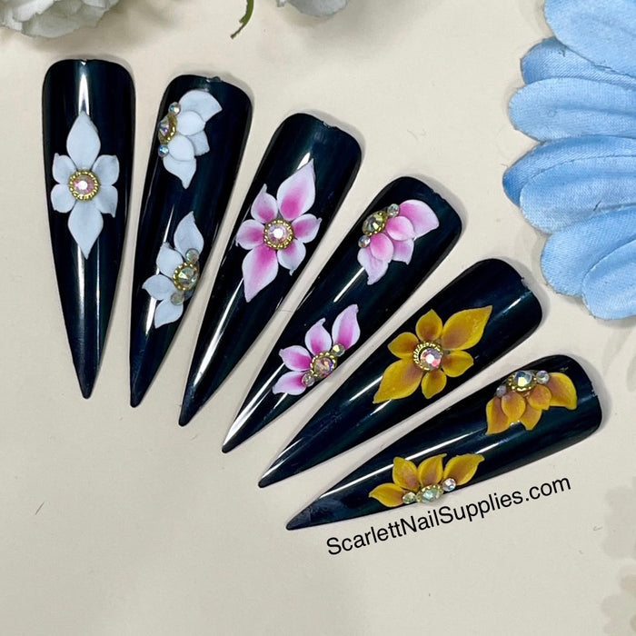 Set 3pcs Handmade 3D Acrylic Nail Flowers