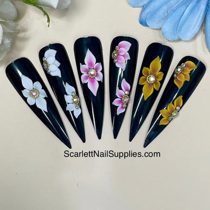 Set 3pcs Handmade 3D Acrylic Nail Flowers