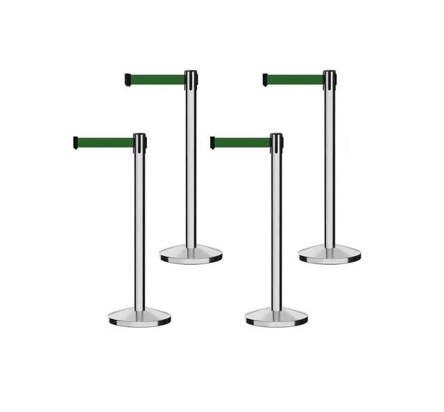 POLISHED STAINLESS STEEL POST AND BASE / DARK GREEN