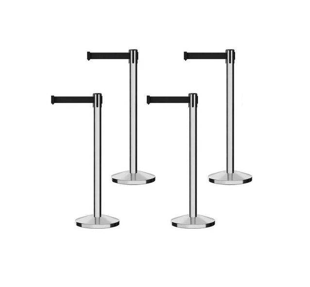 POLISHED STAINLESS STEEL POST AND BASE / BLACK