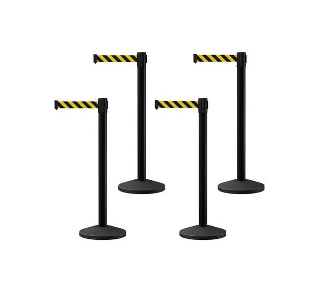 Set of (4) CCW Series RBB - 100 Retractable Belt Barriers - 13 Ft. Belt - Crowd Control Warehouse