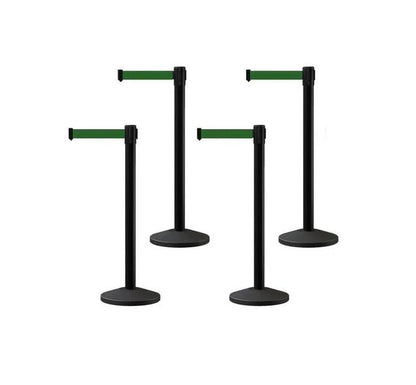 Set of (4) CCW Series RBB - 100 Retractable Belt Barriers - 13 Ft. Belt - Crowd Control Warehouse