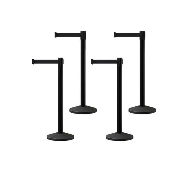 Set of (4) CCW Series RBB - 100 Retractable Belt Barriers - 13 Ft. Belt - Crowd Control Warehouse
