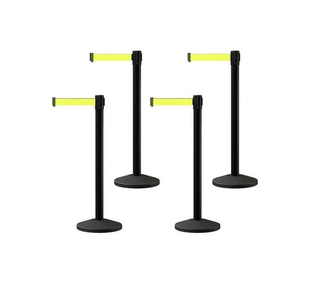 Set of (4) CCW Series RBB - 100 Retractable Belt Barriers - 13 Ft. Belt - Crowd Control Warehouse