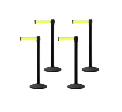 Set of (4) CCW Series RBB - 100 Retractable Belt Barriers - 13 Ft. Belt - Crowd Control Warehouse