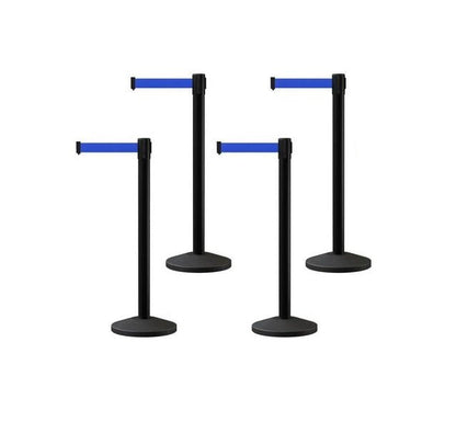 Set of (4) CCW Series RBB - 100 Retractable Belt Barriers - 13 Ft. Belt - Crowd Control Warehouse