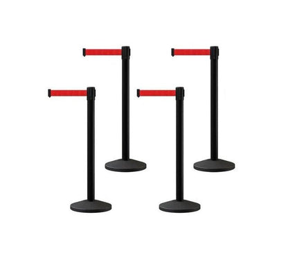 Set of (4) CCW Series RBB - 100 Retractable Belt Barriers - 13 Ft. Belt - Crowd Control Warehouse