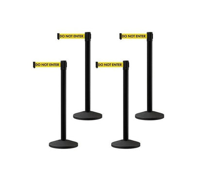 Set of (4) CCW Series RBB - 100 Retractable Belt Barriers - 13 Ft. Belt - Crowd Control Warehouse
