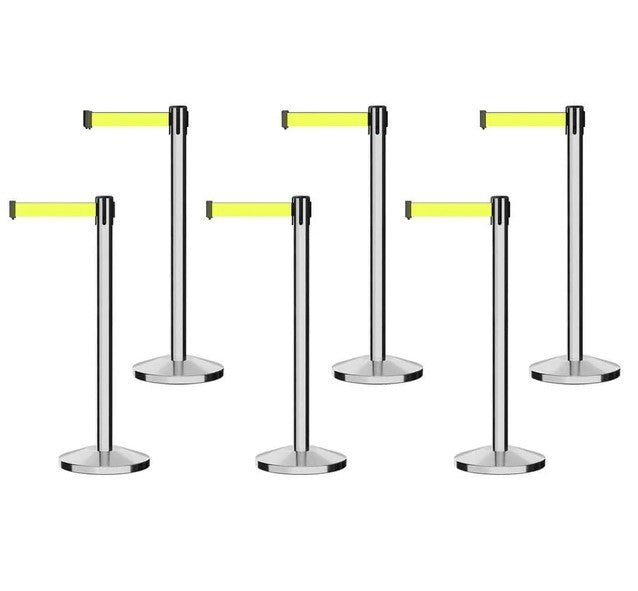 POLISHED STAINLESS STEEL POST AND BASE / FLUORESCENT YELLOW