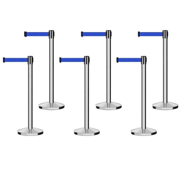 POLISHED STAINLESS STEEL POST AND BASE / BLUE