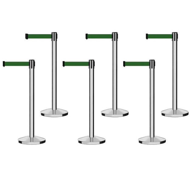 POLISHED STAINLESS STEEL POST AND BASE / DARK GREEN