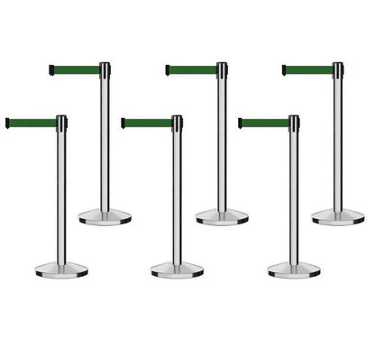 POLISHED STAINLESS STEEL POST AND BASE / DARK GREEN