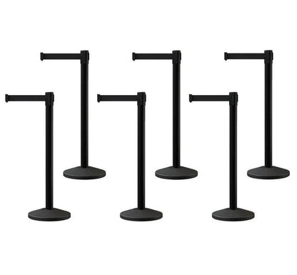 Set of (6) CCW Series RBB - 100 Retractable Belt Barriers - 11 Ft. Belts - Crowd Control Warehouse