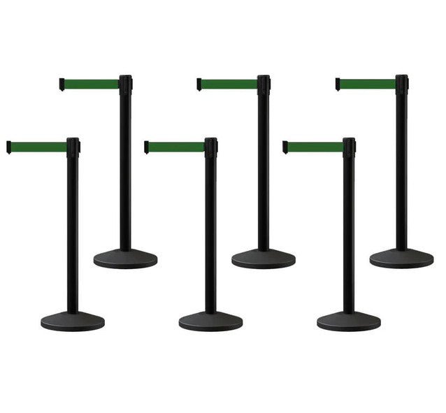 Set of (6) CCW Series RBB - 100 Retractable Belt Barriers - 11 Ft. Belts - Crowd Control Warehouse