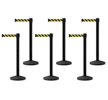 Set of (6) CCW Series RBB - 100 Retractable Belt Barriers - 11 Ft. Belts - Crowd Control Warehouse